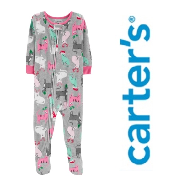 Carter's Other - Cat Pajamas Girls Zip Up Carter’s Soft Christmas